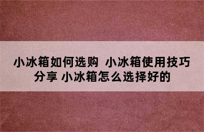 小冰箱如何选购  小冰箱使用技巧分享 小冰箱怎么选择好的